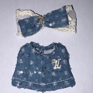 Labubu Jean Dress with Sequins and Bow